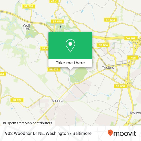 Mapa de 902 Woodnor Dr NE, Vienna, VA 22180