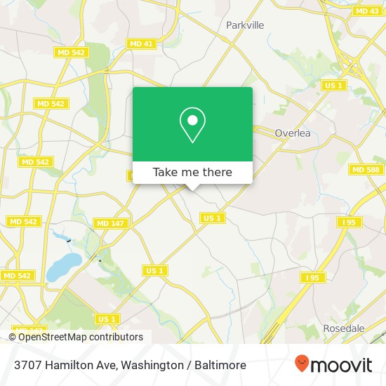 Mapa de 3707 Hamilton Ave, Baltimore, MD 21206