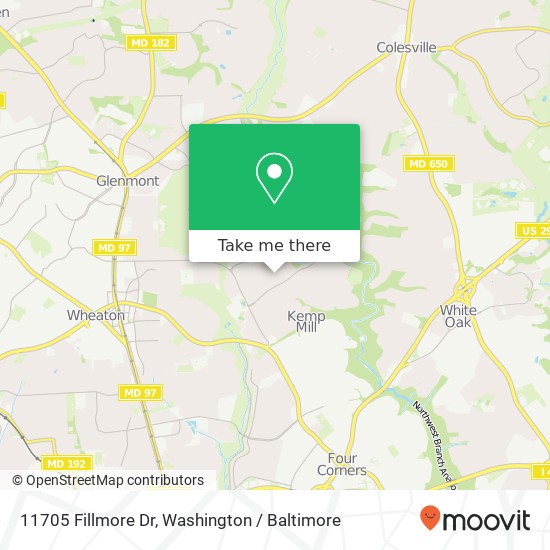Mapa de 11705 Fillmore Dr, Silver Spring, MD 20902