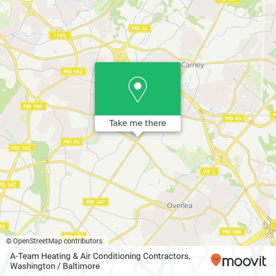 Mapa de A-Team Heating & Air Conditioning Contractors, 7904 Harford Rd