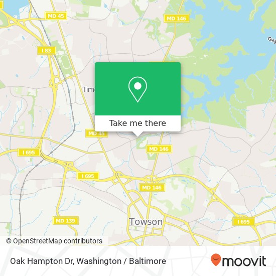 Mapa de Oak Hampton Dr, Lutherville Timonium, MD 21093