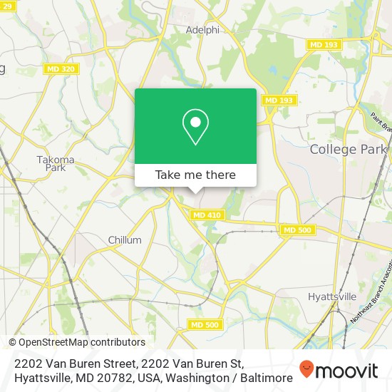 2202 Van Buren Street, 2202 Van Buren St, Hyattsville, MD 20782, USA map