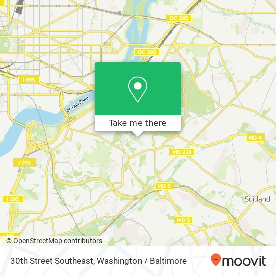 Mapa de 30th Street Southeast, 30th St SE, Washington, DC, USA