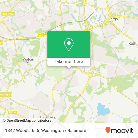 Mapa de 1342 Woodlark Dr, District Heights, MD 20747