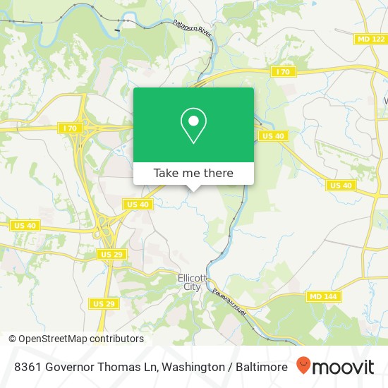 Mapa de 8361 Governor Thomas Ln, Ellicott City, MD 21043