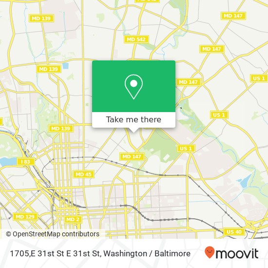 Mapa de 1705,E 31st St E 31st St, Baltimore, MD 21218