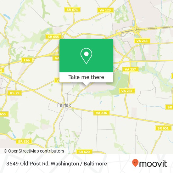 Mapa de 3549 Old Post Rd, Fairfax, VA 22030