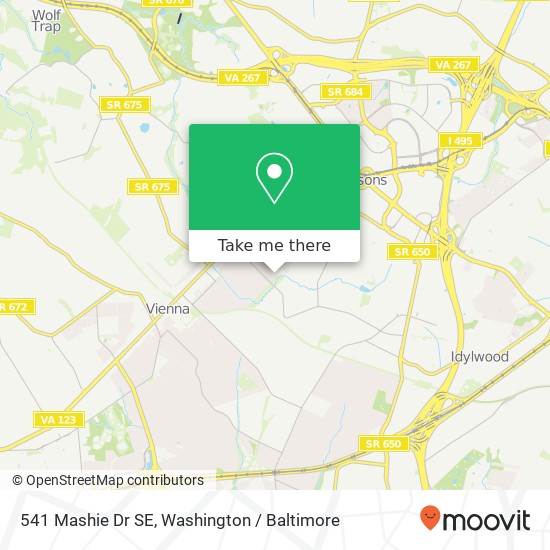 Mapa de 541 Mashie Dr SE, Vienna, VA 22180
