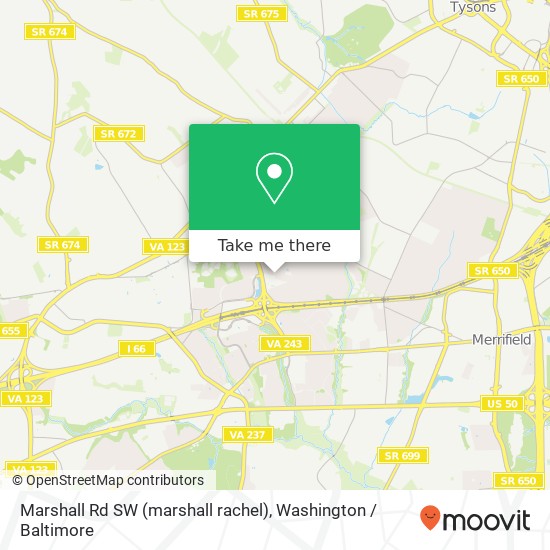 Mapa de Marshall Rd SW (marshall rachel), Vienna, VA 22180