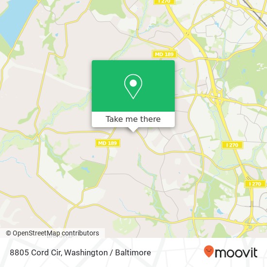 Mapa de 8805 Cord Cir, Potomac, MD 20854