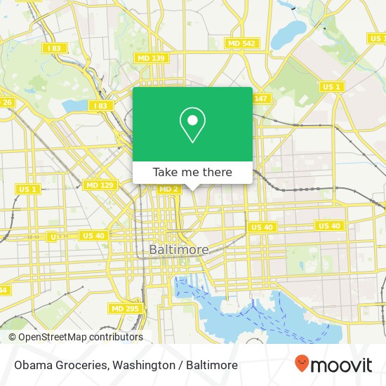 Mapa de Obama Groceries, 1017 Greenmount Ave