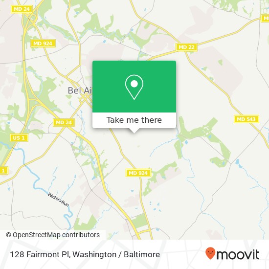 Mapa de 128 Fairmont Pl, Bel Air, MD 21014