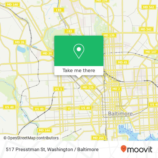 Mapa de 517 Presstman St, Baltimore, MD 21217