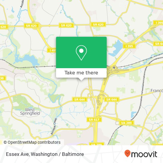 Mapa de Essex Ave, Springfield, VA 22150