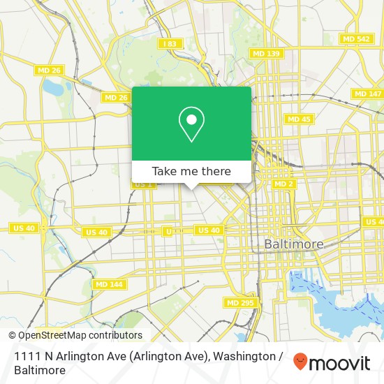 Mapa de 1111 N Arlington Ave (Arlington Ave), Baltimore, MD 21217