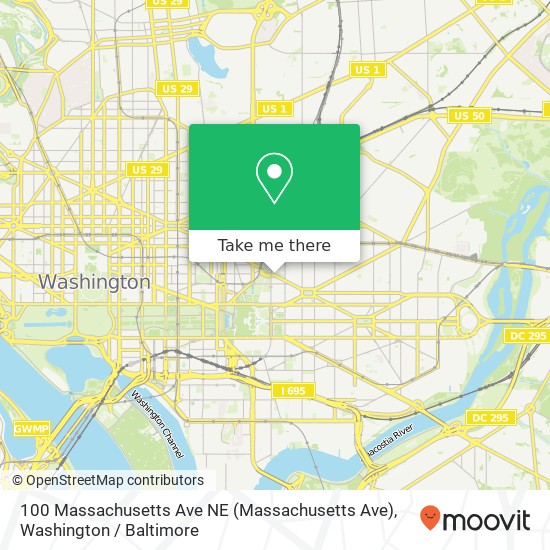 Mapa de 100 Massachusetts Ave NE (Massachusetts Ave), Washington, DC 20002