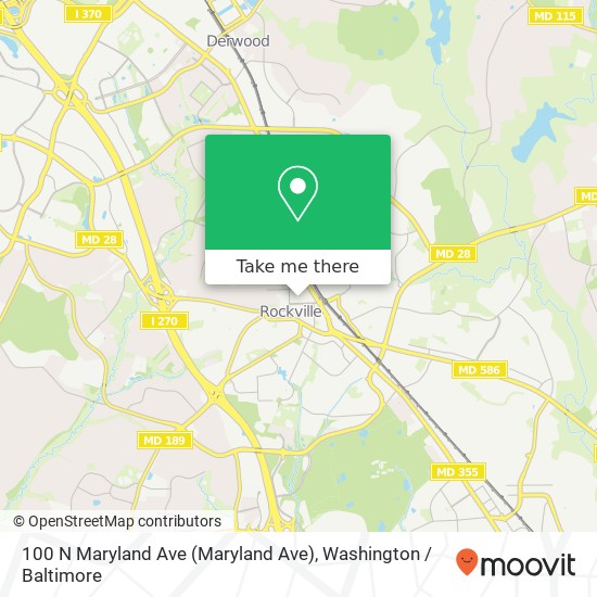 Mapa de 100 N Maryland Ave (Maryland Ave), Rockville, MD 20850