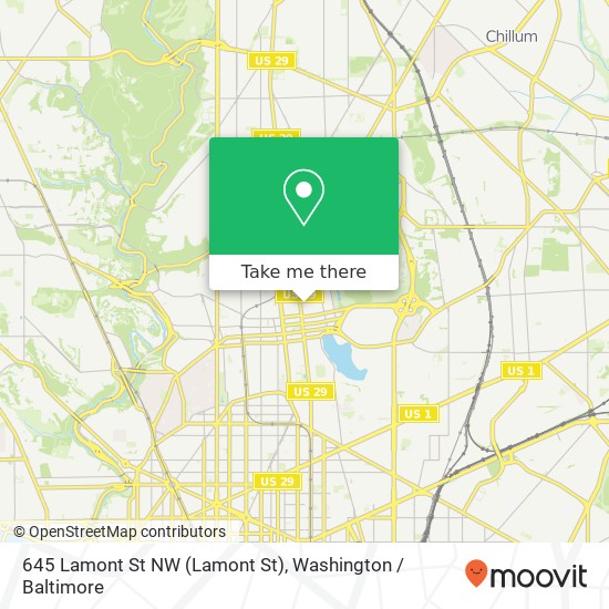 Mapa de 645 Lamont St NW (Lamont St), Washington, DC 20010