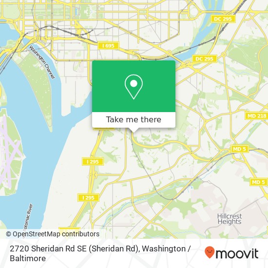 Mapa de 2720 Sheridan Rd SE (Sheridan Rd), Washington, DC 20020
