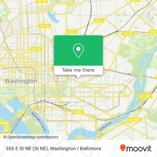 Mapa de 306 E St NE (St NE), Washington, DC 20002