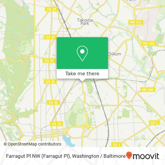 Mapa de Farragut Pl NW (Farragut Pl), Washington, DC 20011