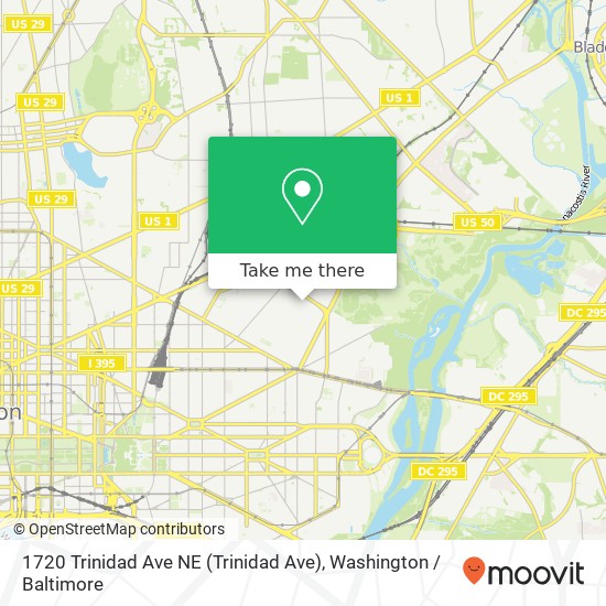 Mapa de 1720 Trinidad Ave NE (Trinidad Ave), Washington, DC 20002
