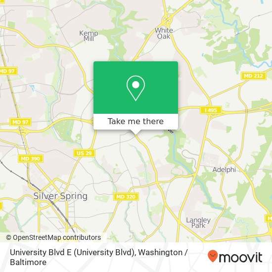 Mapa de University Blvd E (University Blvd), Silver Spring, MD 20901