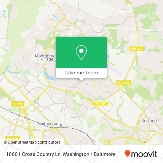 Mapa de 18601 Cross Country Ln, Gaithersburg, MD 20879