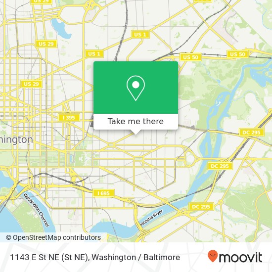 Mapa de 1143 E St NE (St NE), Washington, DC 20002