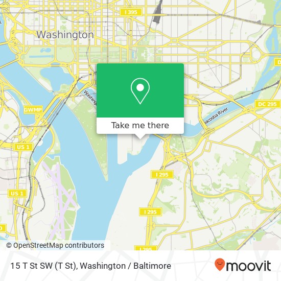 Mapa de 15 T St SW (T St), Washington, DC 20024
