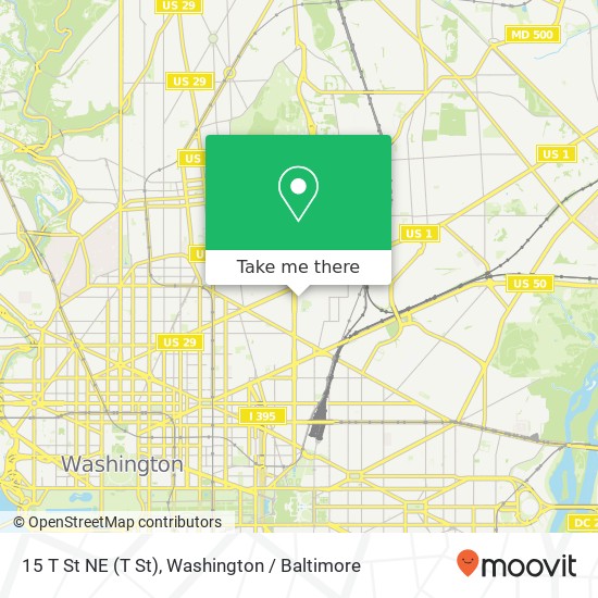 Mapa de 15 T St NE (T St), Washington, DC 20002