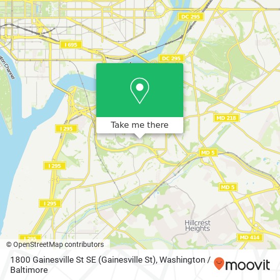 Mapa de 1800 Gainesville St SE (Gainesville St), Washington, DC 20020