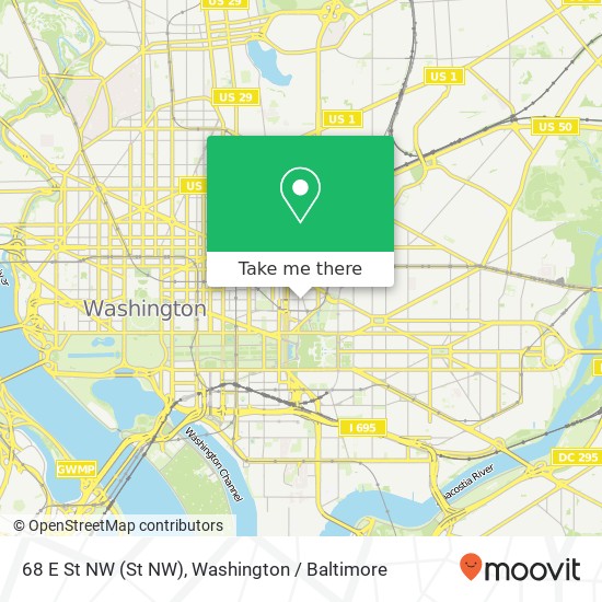 Mapa de 68 E St NW (St NW), Washington, DC 20001