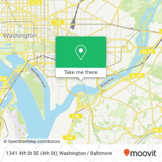 Mapa de 1341 4th St SE (4th St), Washington Navy Yard, DC 20374