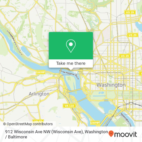 Mapa de 912 Wisconsin Ave NW (Wisconsin Ave), Washington, DC 20007
