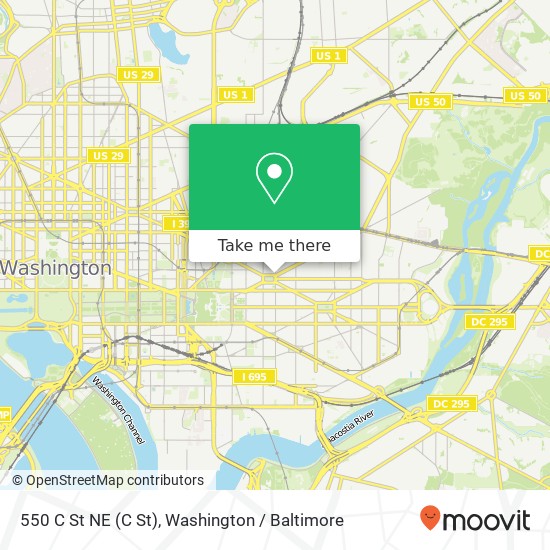 Mapa de 550 C St NE (C St), Washington, DC 20002