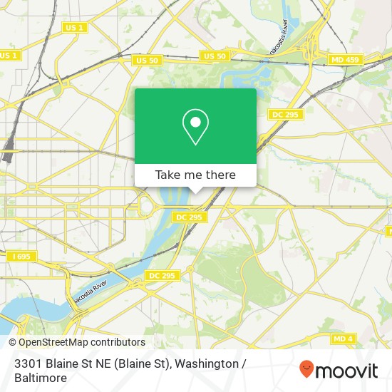 Mapa de 3301 Blaine St NE (Blaine St), Washington, DC 20019