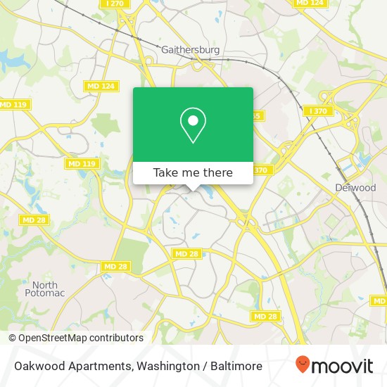 Mapa de Oakwood Apartments, 9890 Washingtonian Blvd