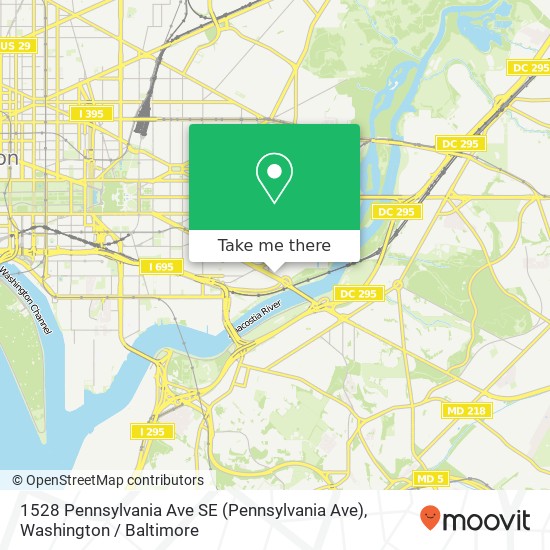 Mapa de 1528 Pennsylvania Ave SE (Pennsylvania Ave), Washington, DC 20003