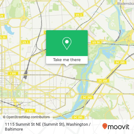 Mapa de 1115 Summit St NE (Summit St), Washington, DC 20002