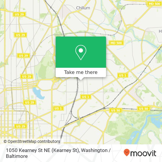 Mapa de 1050 Kearney St NE (Kearney St), Washington, DC 20017