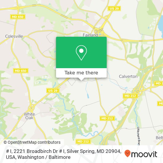 Mapa de # I, 2221 Broadbirch Dr # I, Silver Spring, MD 20904, USA