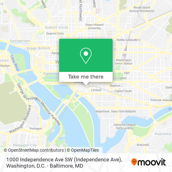 Mapa de 1000 Independence Ave SW