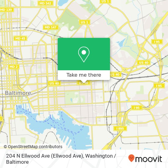 Mapa de 204 N Ellwood Ave (Ellwood Ave), Baltimore, MD 21224