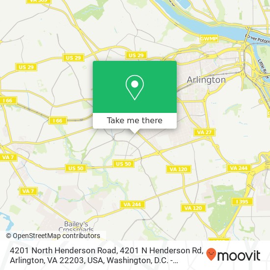 4201 North Henderson Road, 4201 N Henderson Rd, Arlington, VA 22203, USA map