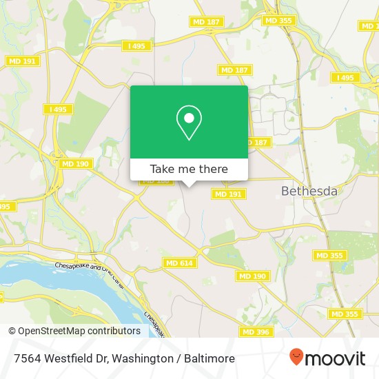 Mapa de 7564 Westfield Dr, Bethesda, MD 20817