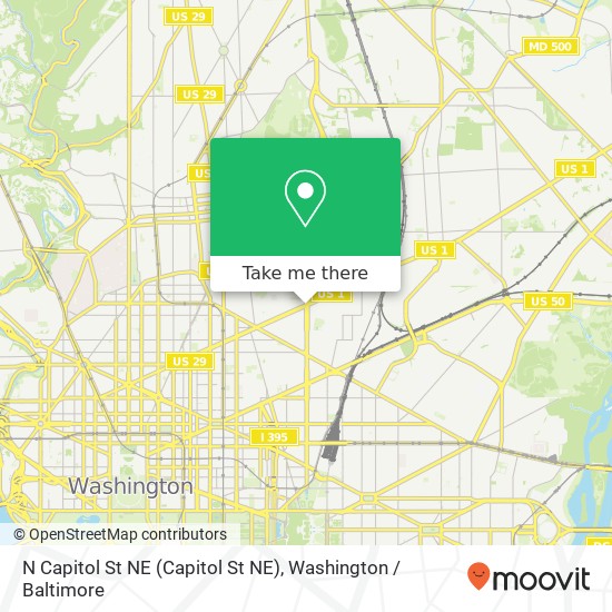 Mapa de N Capitol St NE (Capitol St NE), Washington, DC 20002