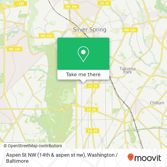 Mapa de Aspen St NW (14th & aspen st nw), Washington, DC 20012