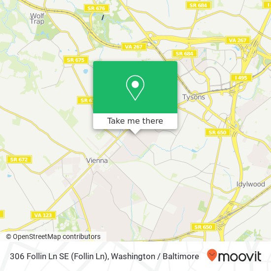Mapa de 306 Follin Ln SE (Follin Ln), Vienna, VA 22180