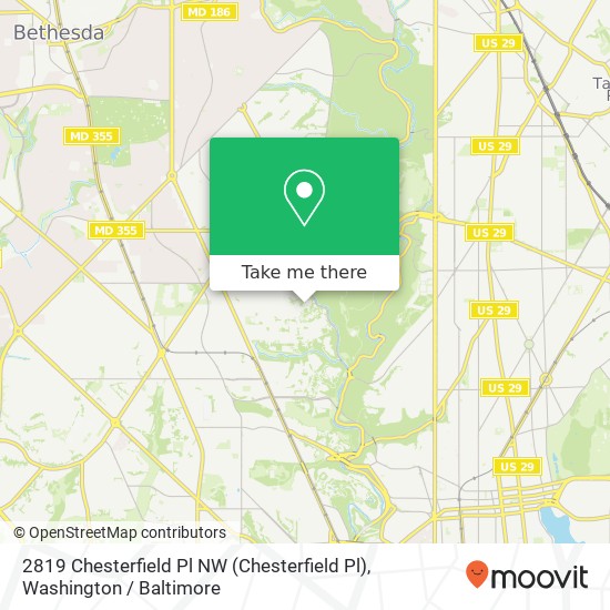 Mapa de 2819 Chesterfield Pl NW (Chesterfield Pl), Washington, DC 20008